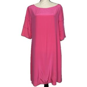 1960s Vintage Relaxed Fit Mini Dress Tiered Short Sleeve Pink 12